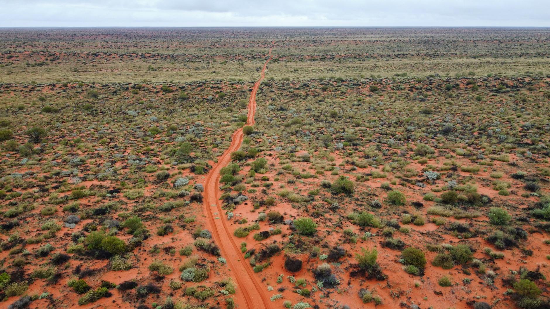 aerial view of the rugged australian outback